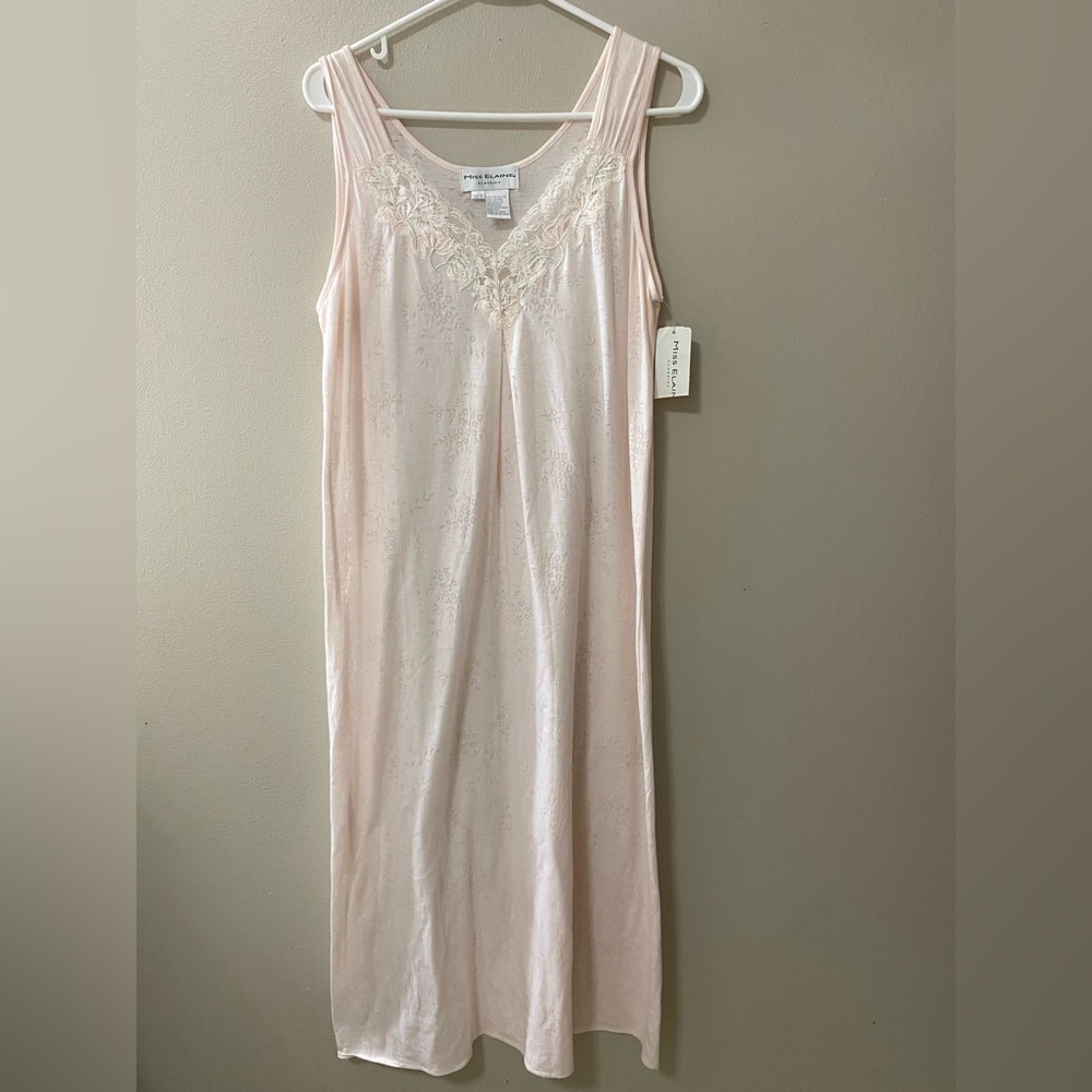 Miss Elaine nightgown vintage size small pink floral sleeveless new with tags